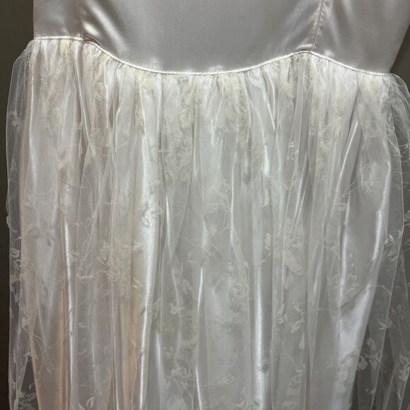 VNTG Gunne Sax Jessica McClintock Wedding Prom Cocktail Satin Floral Lace Dress - Picture 3 of 16